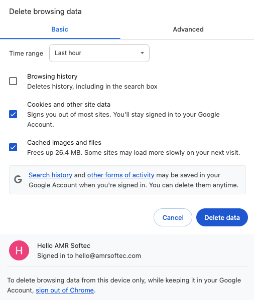 ChatGPT Slow: Google Chrome Delete browsing data