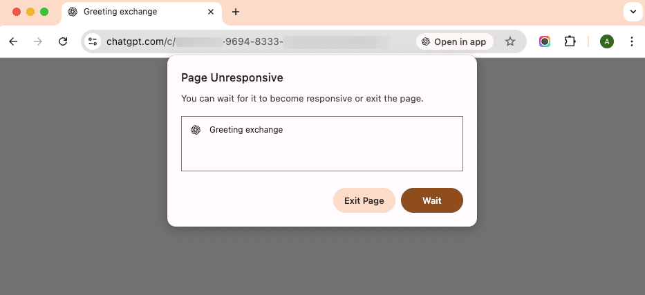 ChatGPT Slow: Page unresponsive