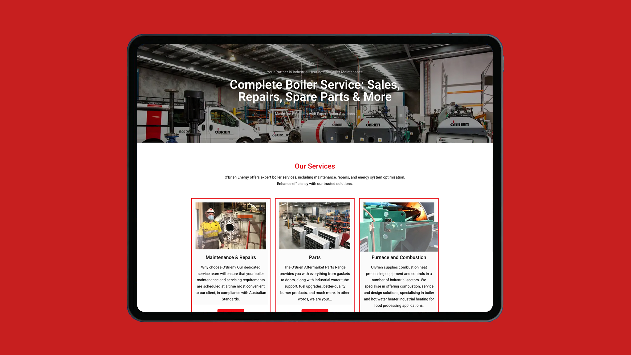 Industrial service website visual reference