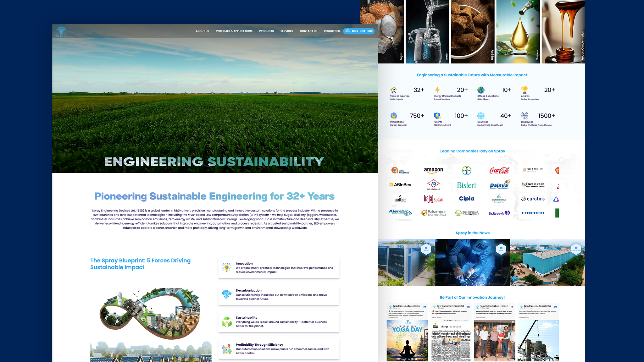 Spray Engineering Devices website homepage and company presentation